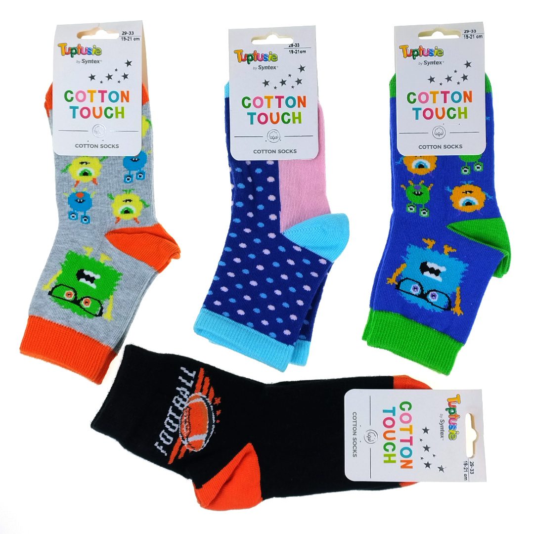 Children's cotton socks with patterns 6-11 years 19-21 cm ( size 29-33) MIX