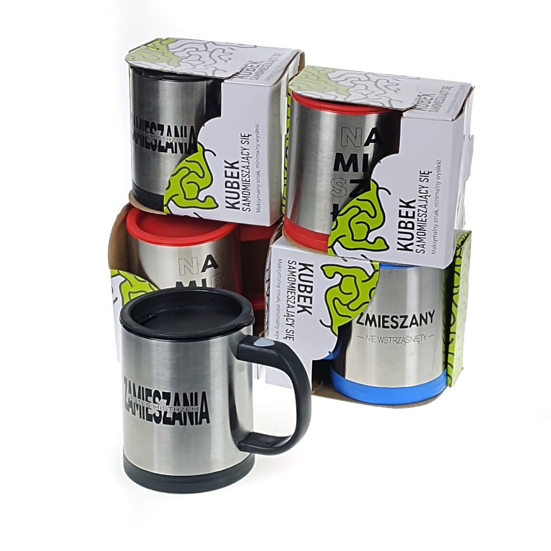 Kubek z mieszadłem na baterie 400 ml MIX wzorów