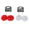 Two earrings with fur pom-poms 6cm MIX color red and white