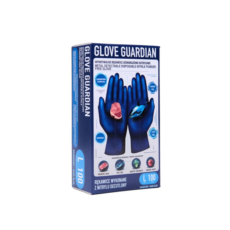 GLOVE GUARDIAN Space Blue S op/100pcs disposable detectable nitrile gloves.
