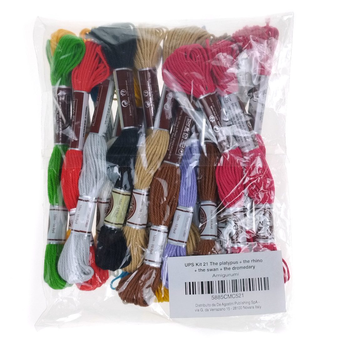 Amigurumi kit - DMC UPS yarns 21 Beak + Rhinoceros + Swan + Dromedary
