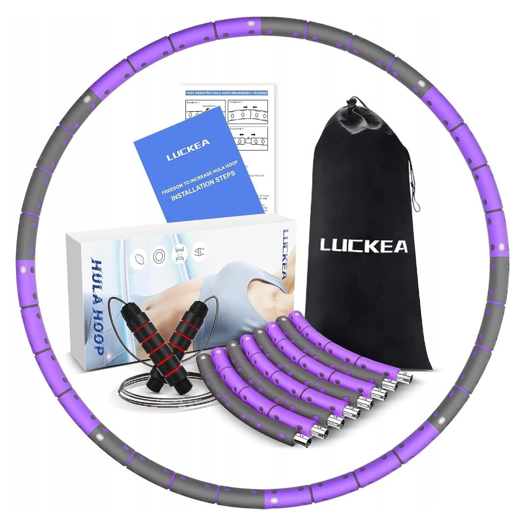 Hula Hop Luckea 85-89 cm + skakanka z łożyskami + korki do obciążeń Zestaw