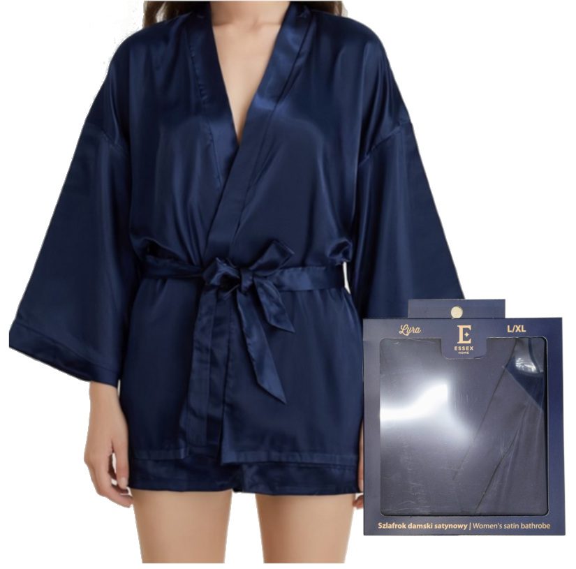 Lyra Szlafrok satynowy niebieski S/M Home&You