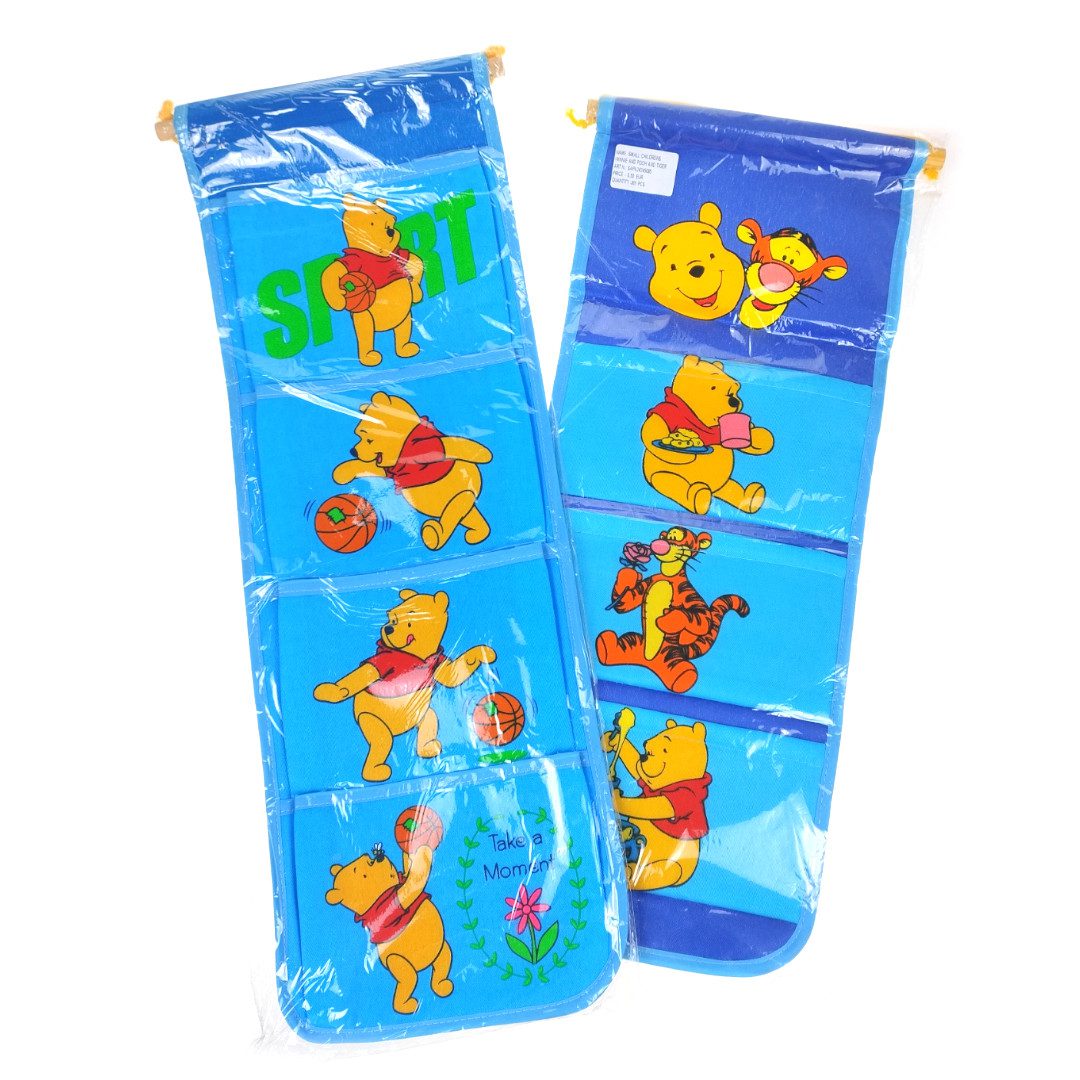 Organizer z materiału 3, 4 kieszenie Kubuś Puchatek i Tygrys, niebieska MIX