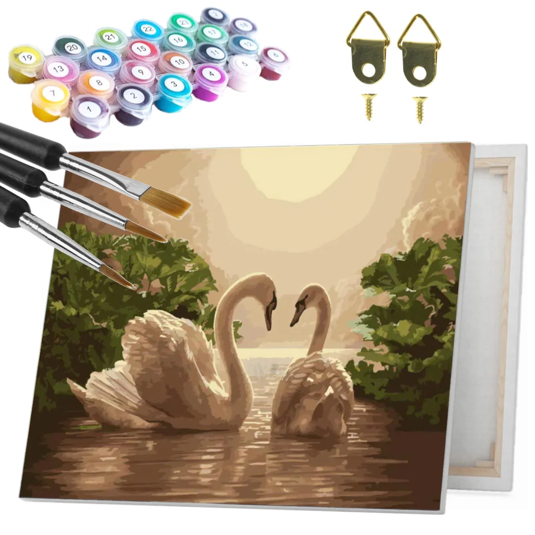 Painting by numbers 40x50 cm on frame Swans