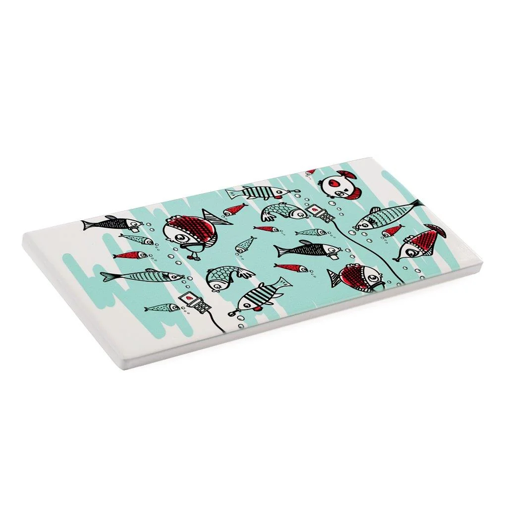 Ceramic tray Fish Red and Blue 22x10 cm