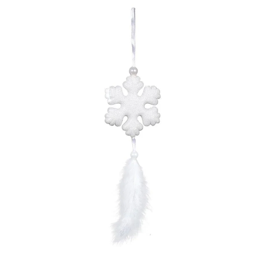 Snowflake With Feather for Hanging 6.5x22 cm