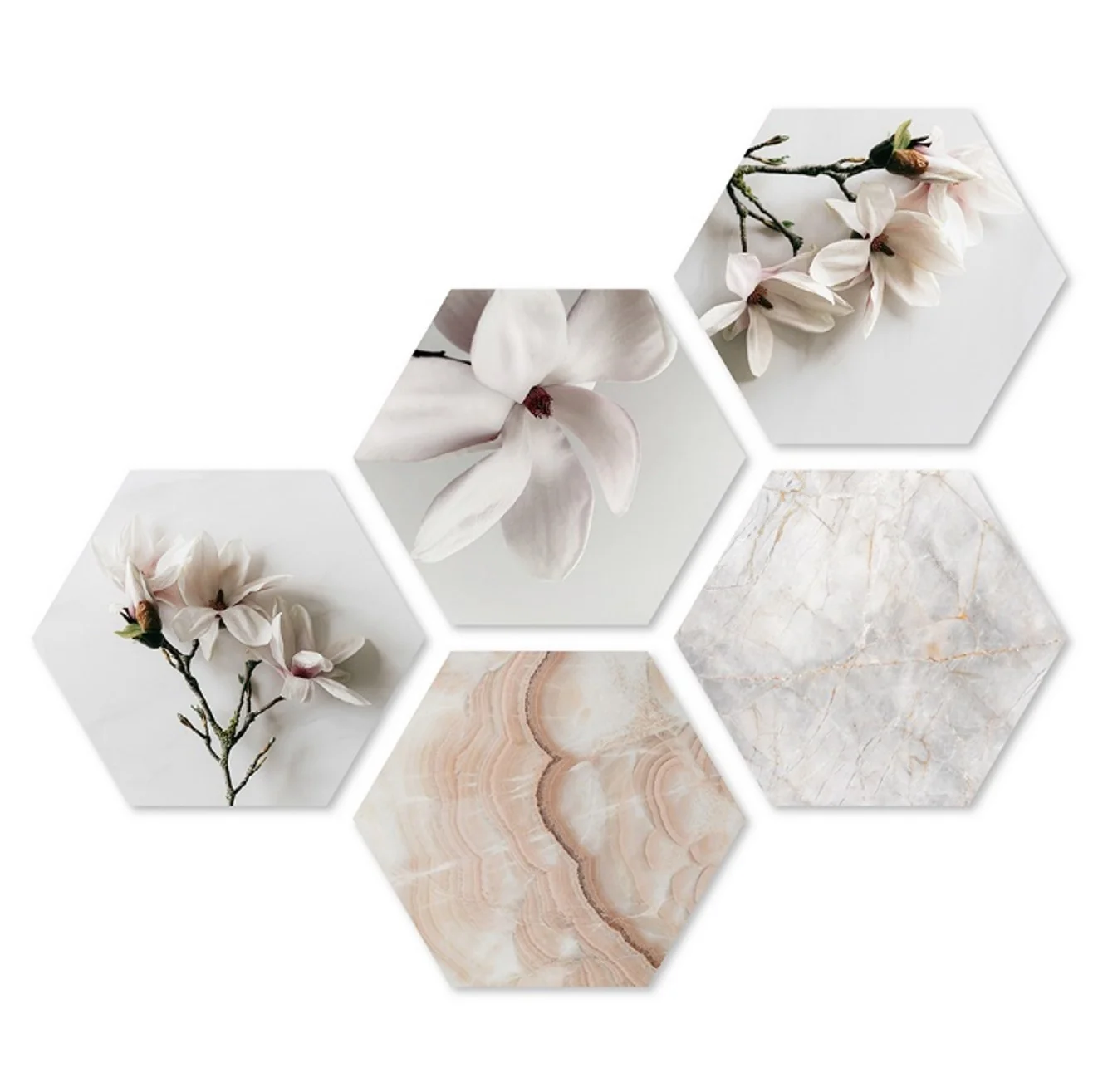 Decorative panels HEXAGONS FLOWERS 106x76 cm