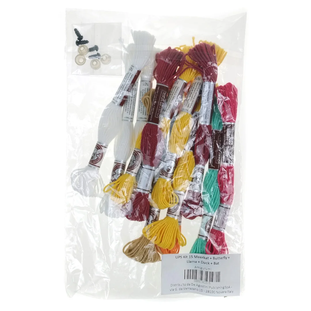Amigurumi kit - DMC UPS yarns 15 Suriculture + Butterfly + Lama + Duck + Bat