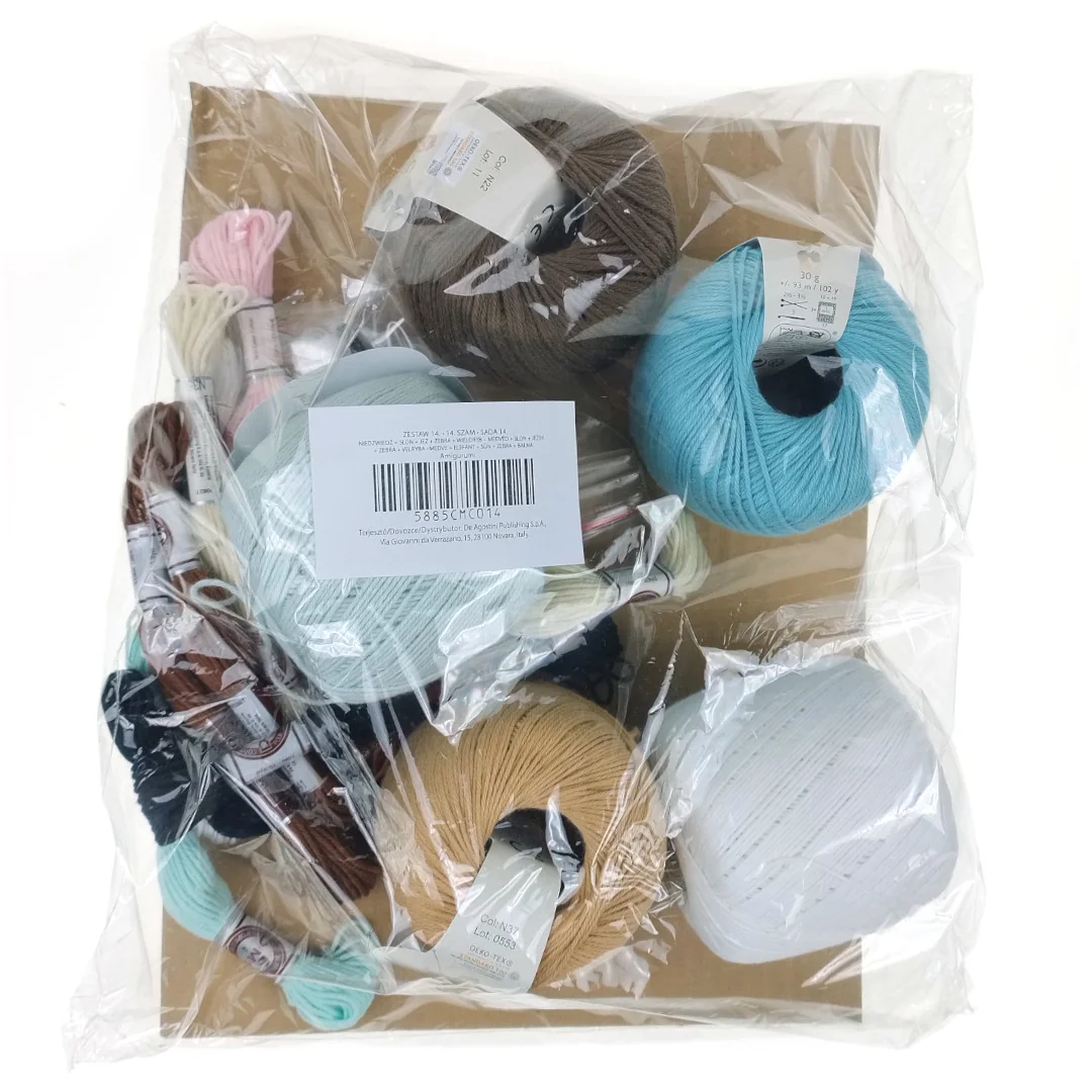 Amigurumi kit - yarns DMC 14 Bear + Elephant + Hedgehog + Zebra + Whale