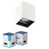 ARIES ceiling luminaire housing, PC, 77 x 100 mm, IP20, max. 20 W, square, white and black