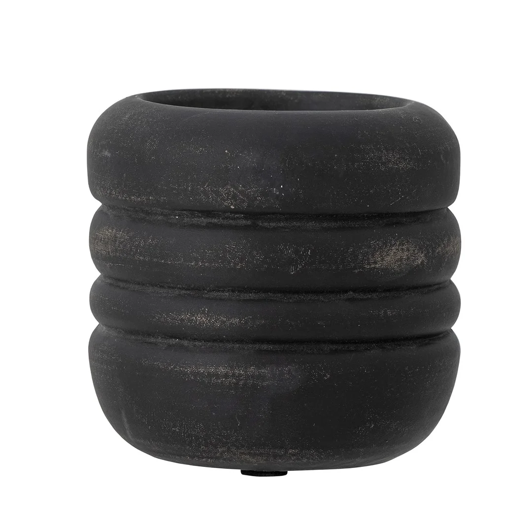 Świecznik Vilken, czarny, ceramiczny, Ø12 x wys. 12 cm