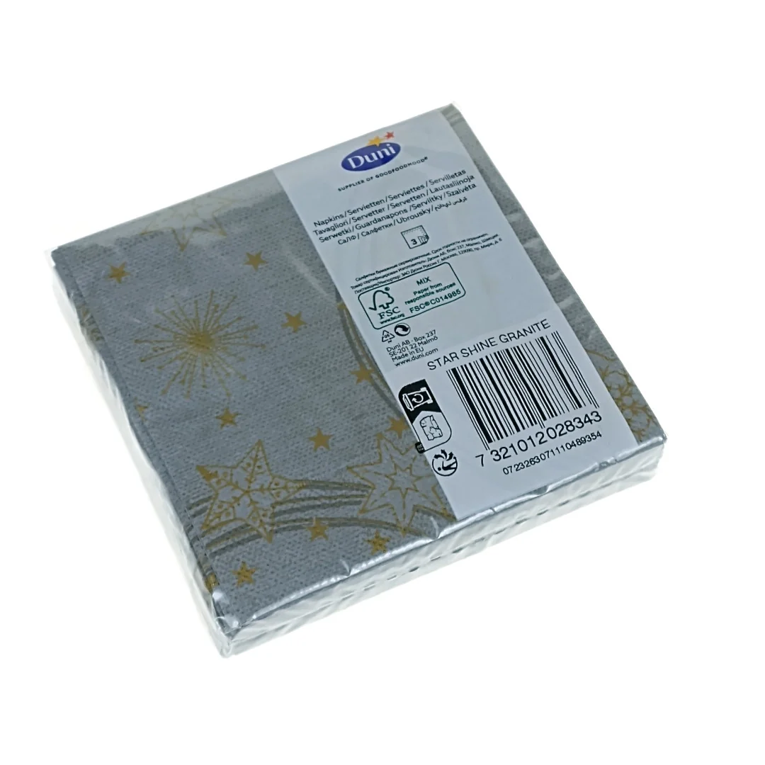 3-W paper napkins 24x24 cm STAR SHINE gray 20 pcs. - Image 2