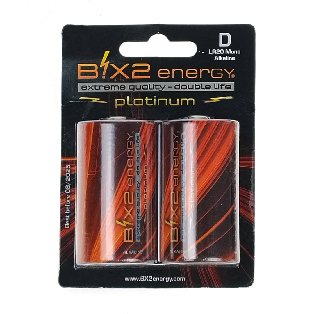 B!X2energy 2x R20 LR20 Platinium Alkaline Batteries