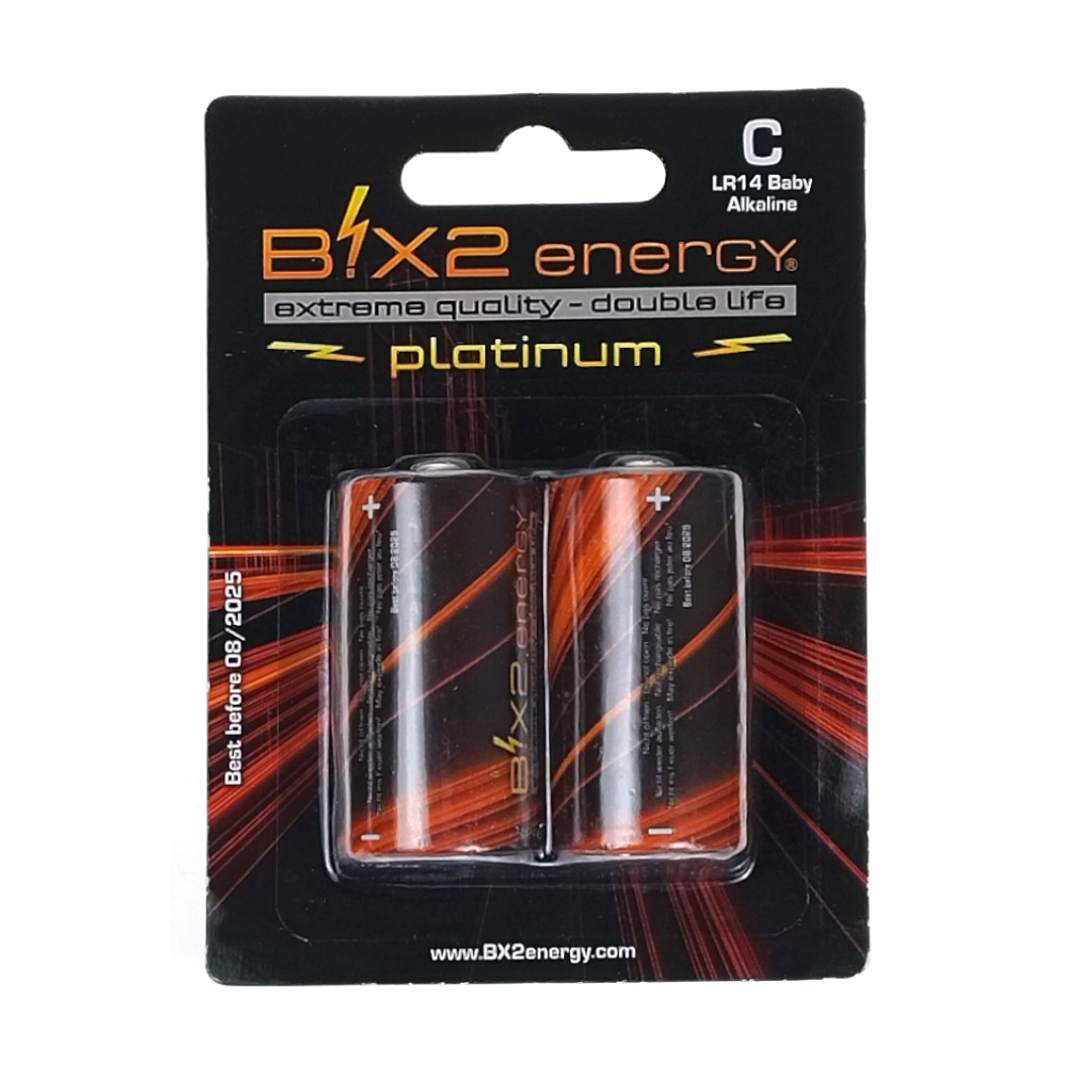 B!X2energy 2x R14 LR14 Platinium Alkaline Batteries