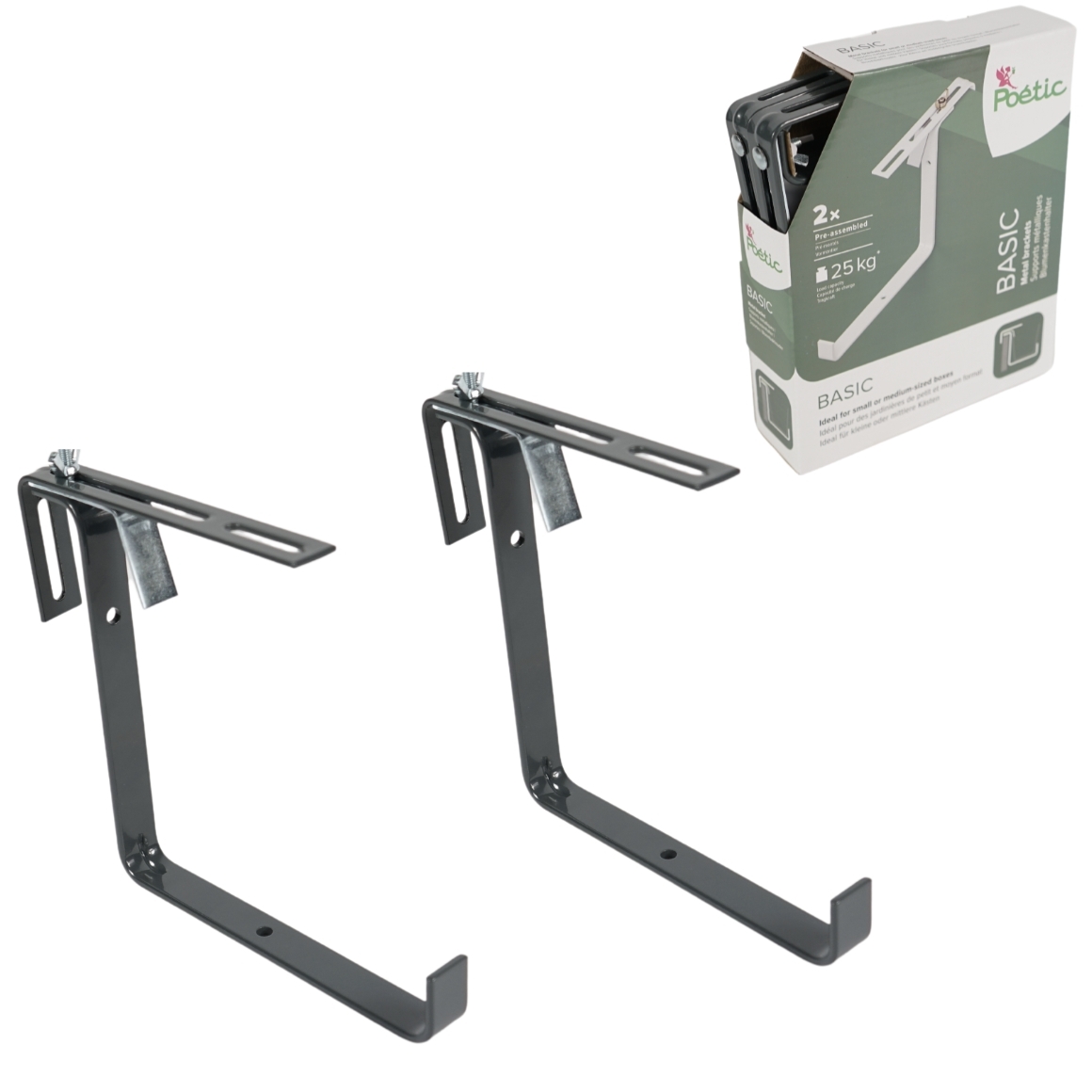 Basic anthracite Poetic metal flower pot holder set of 2 pieces