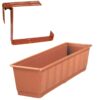 Flower pot, flower box with 2 metal handles Planter Box Terracotta 40 cm