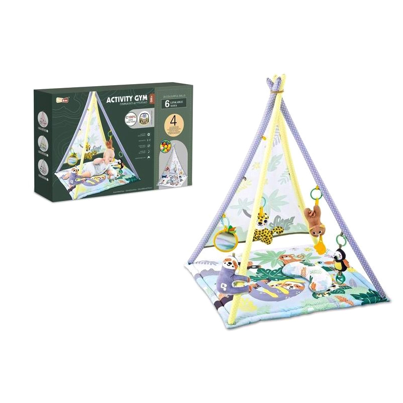 Namiot dla dzieci do zabawy Dżungla Mata edukacyjna 2w1 + ZABAWKI + PODUSZKA