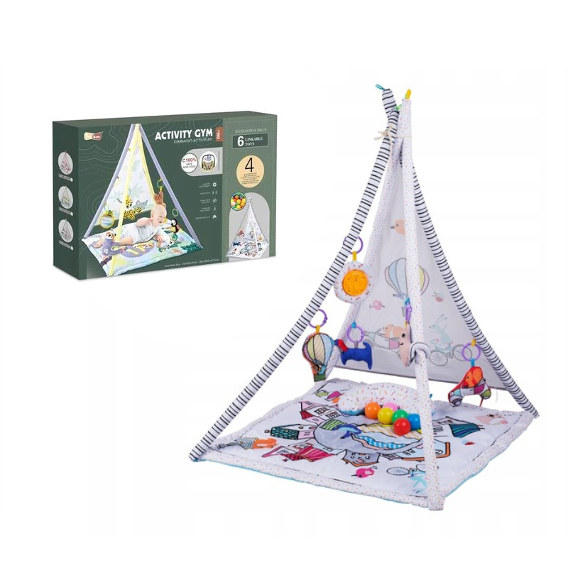 Namiot dla dzieci do zabawy Dżungla Mata edukacyjna 2w1 + ZABAWKI + PODUSZKA