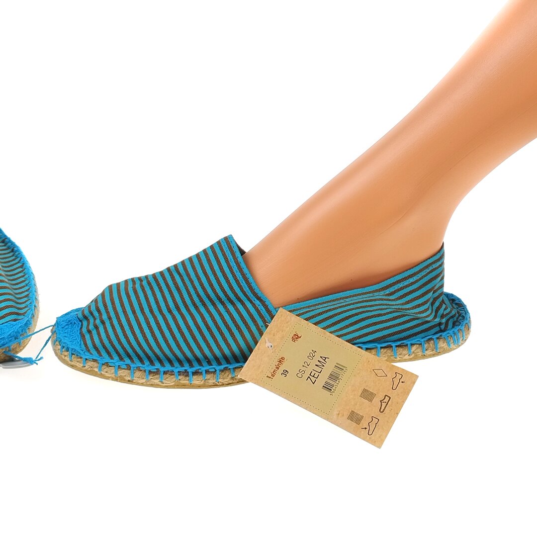 Tekstylne espadryle damskie, Brązowy / Niebieski - rozmiary 36-41