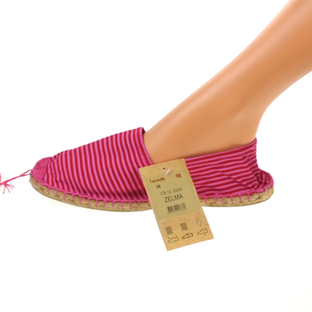 Tekstylne espadryle damskie, Różowy / Czerwony - rozmiary 36-41