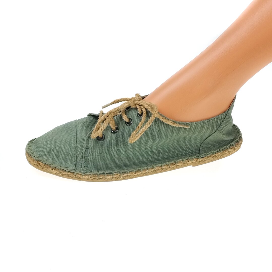 Women's lace-up espadrilles, textile, Grey - sizes 36-41