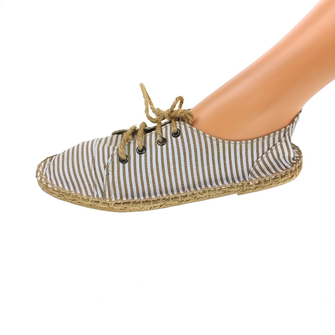 Women's lace-up espadrilles, textile, White / Beige - sizes 36-41