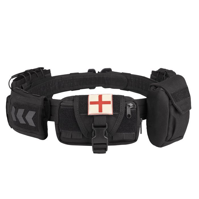 Pas taktyczny wojskowy YAKEDA YD-2012 MOLLE modularny 7-in-1 z kieszeniami – Czarny