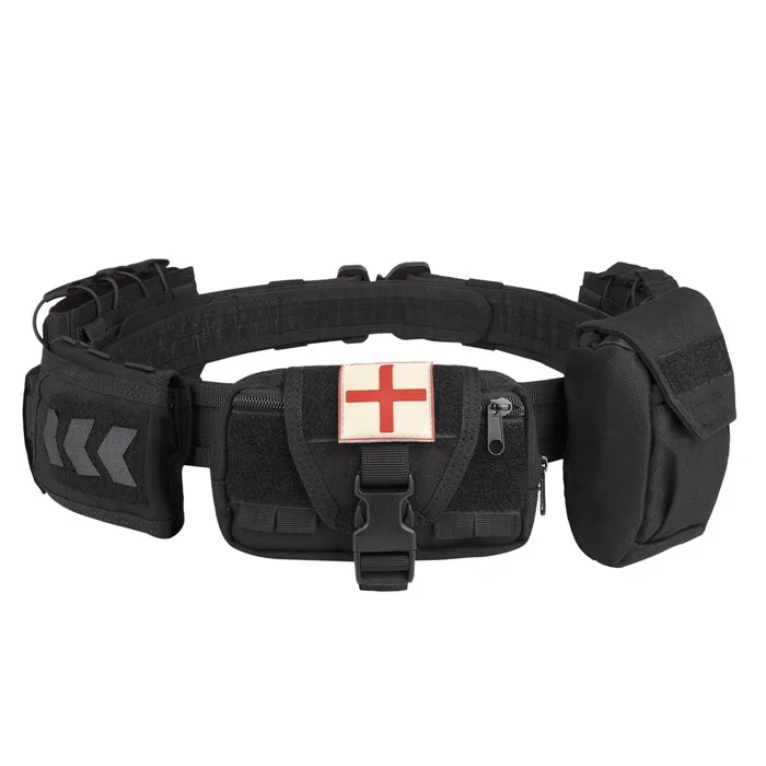 YAKEDA YD-2012 MOLLE modular 7-in-1 military tactical belt with pockets - Black