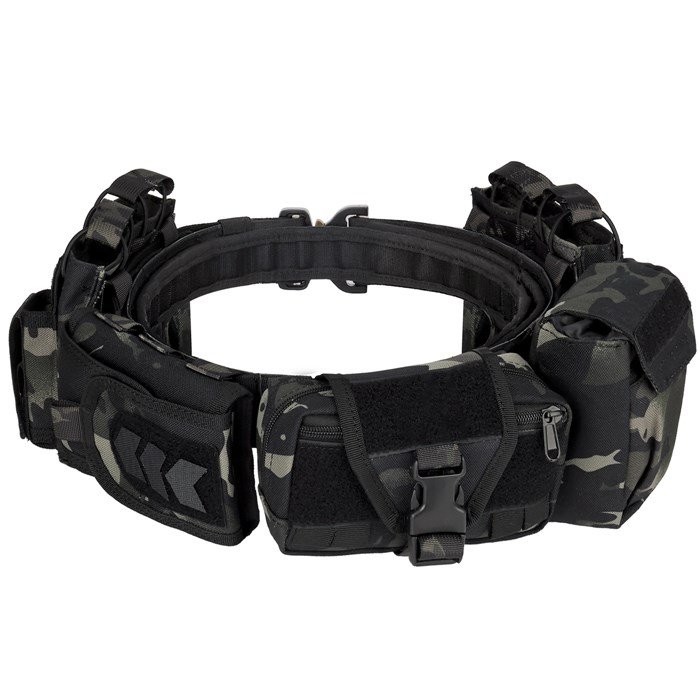 Pas taktyczny wojskowy YAKEDA YD-2012 MOLLE modularny 7-in-1 z kieszeniami – Czarny Multicam (Black CP)
