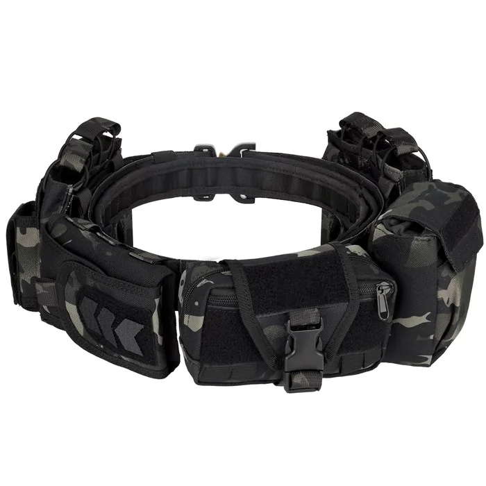 Pas taktyczny wojskowy YAKEDA YD-2012 MOLLE modularny 7-in-1 z kieszeniami – Czarny Multicam (Black CP)