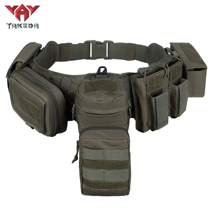 Pas taktyczny wojskowy YAKEDA YD-2027 MOLLE bojowy 7-in-1 seria BOMTURN z kieszeniami – Zielony (Green)