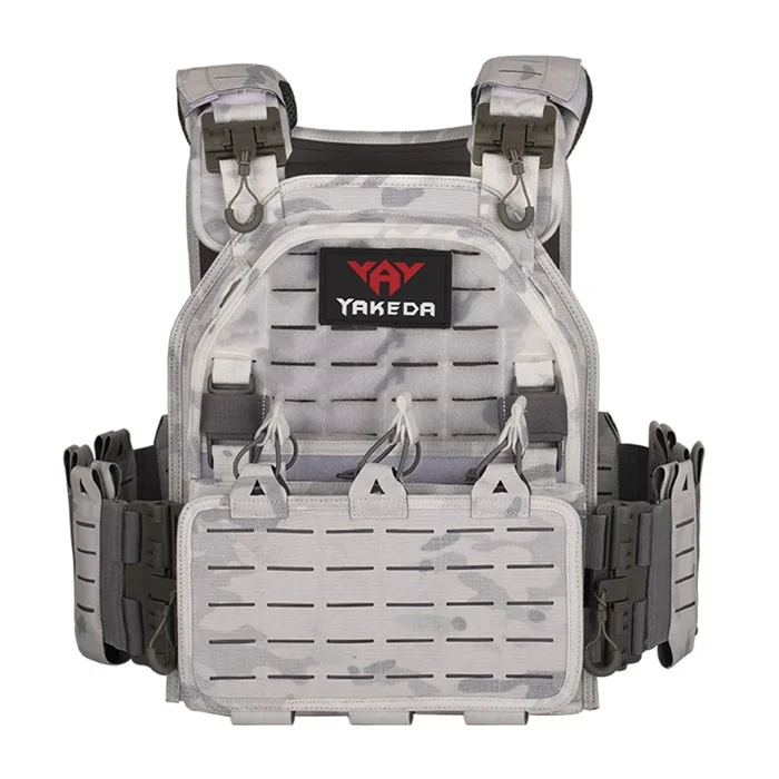 YAKEDA VT-6095B Military Tactical Plate Carrier Vest White MultiCam MOLLE – White Multicam (White CP)