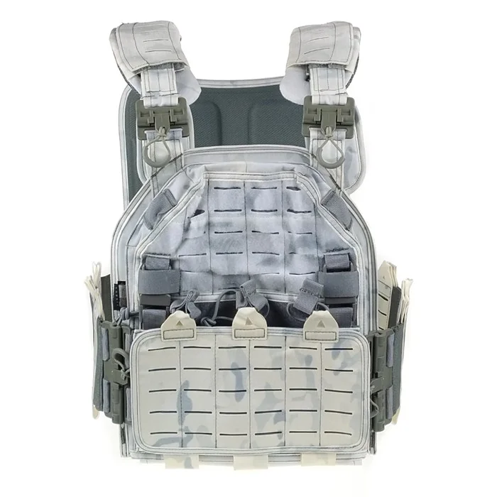 YAKEDA VT-6095B Military Tactical Plate Carrier Vest White MultiCam MOLLE – White Multicam (White CP) - Image 2