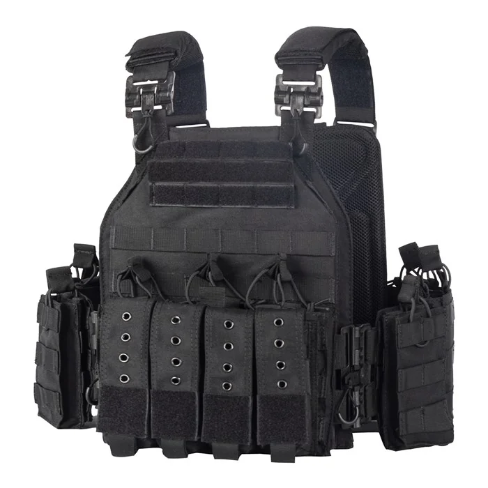 YAKEDA VT-8300-2 Military Tactical Plate Carrier Vest Quick Release MOLLE – Black - Image 2