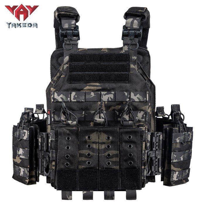 Kamizelka taktyczna wojskowa YAKEDA VT-8300-2 Plate Carrier Quick Release MOLLE – Czarny Multicam (Black CP)