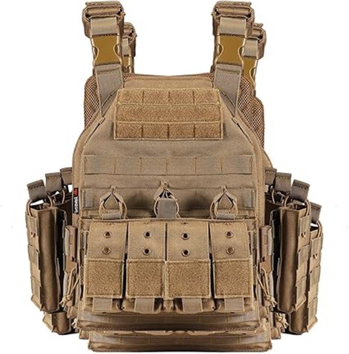 Kamizelka taktyczna wojskowa YAKEDA VT-8300-2 Plate Carrier Quick Release MOLLE – Piaskowy (Mud) - obrazek 5