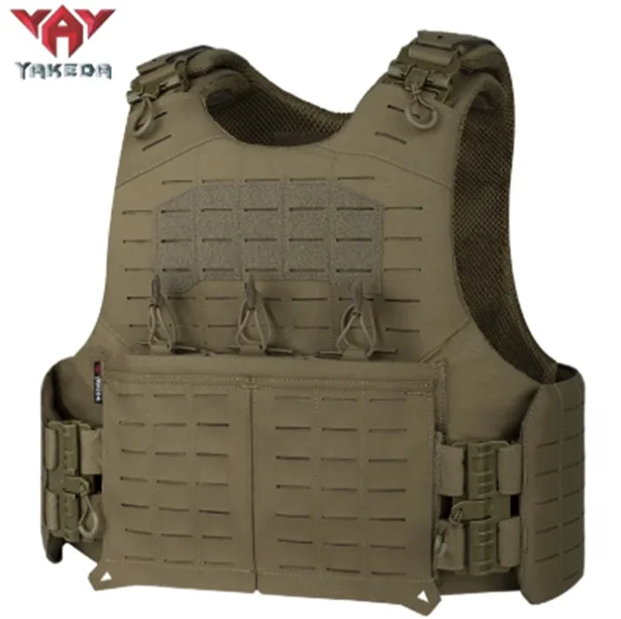 YAKEDA VT-8545 Military Tactical Heavy Duty Vest 500D Nylon Laser-Cut MOLLE – Mud / Sand - Image 2