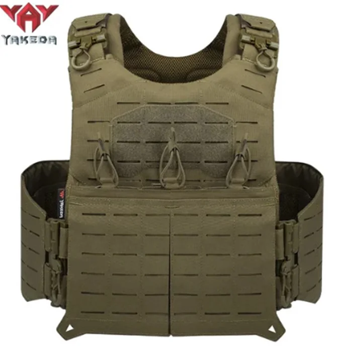 YAKEDA VT-8796 Military Tactical Plate Carrier Vest MOLLE Quick Release Snake Buckle – Mud / Sand