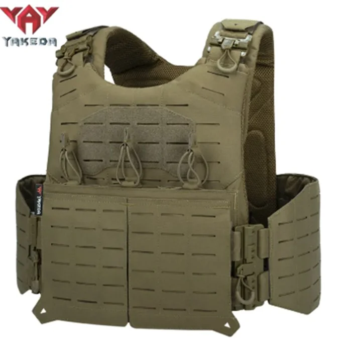 YAKEDA VT-8796 Military Tactical Plate Carrier Vest MOLLE Quick Release Snake Buckle – Mud / Sand - Image 2