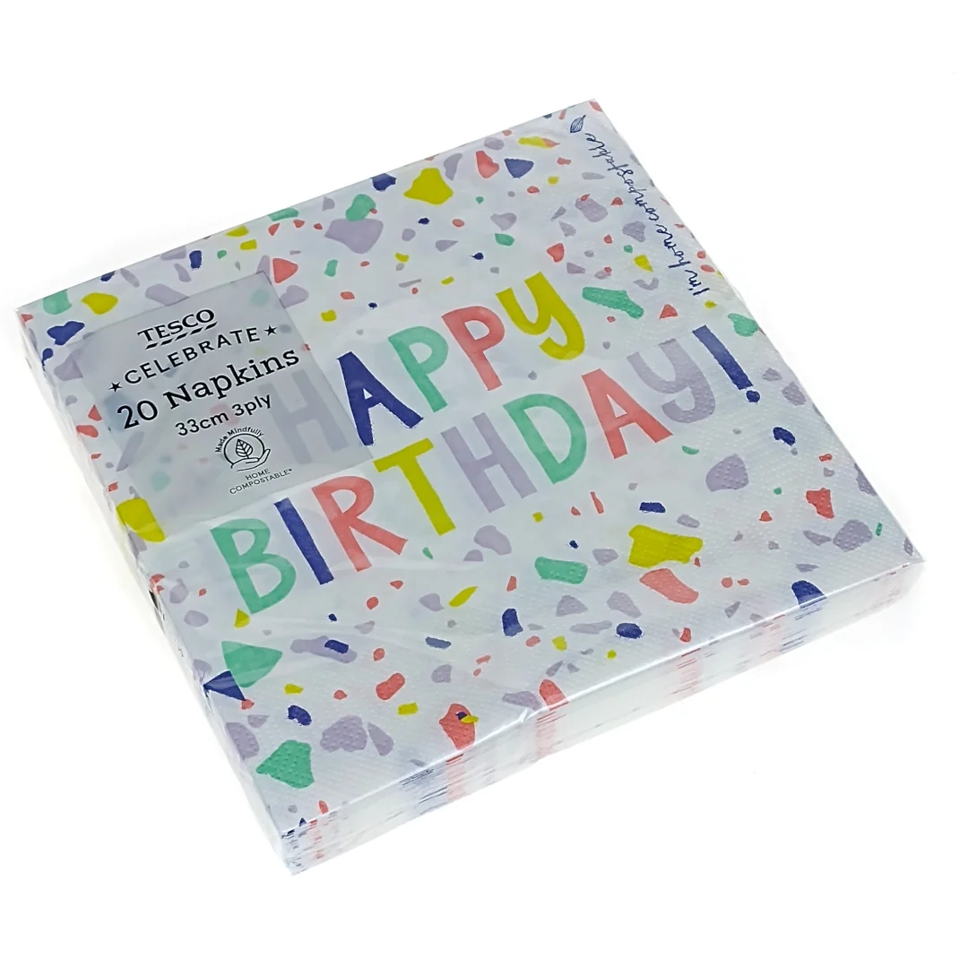 3PLY Happy Birthday Paper Napkins 33 cm (20 pcs)