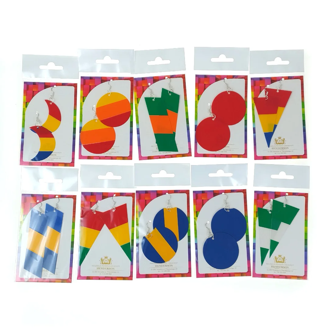 Kolczyki z tworzywa sztucznego geometryczne Pop-Art Henderson MIX wzorów