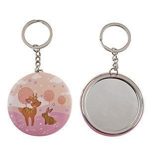 Keychain with mirror roe deer Flora d: 6 cm