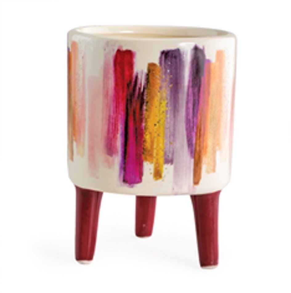 Multicoloured painted standing container N°2 d: 10 cm, h: 14 cm