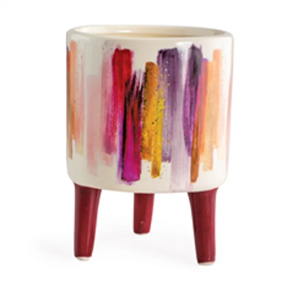 Multicoloured painted standing container N°2 d: 10 cm, h: 14 cm